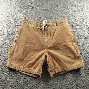 Birdwell Beach Britches Shorts Mens M Corduroy Lace Up Waist Elastic Back Tan